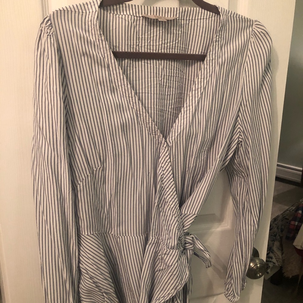 Striped wrap blouse